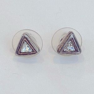 Vintage Sterling silver pierced earrings with CZ